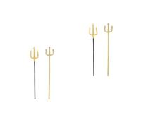 4 Pcs Golden Plastic Trident Prop for Cosplay and Circus Performance