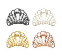 4 Pcs Golden Zinc Alloy Hair Claw Clips, Geometric Teeth Design for Women | Lightweight Styling Accessories Handle Thick or Thin Tresses, High Toughness, Suitable for Home Outdoor Wear, Teenagers