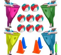 4 PCS Granny Pants Yard Game Set, 2025 Gameto Catch Balls with 8 Bouncy Balls and 4 Marker Cones, Giant Outdoor Games Sets for Team Relay Family Reunion Party Yard
