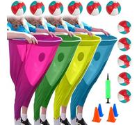 4 PCS Granny Pants Yard Game Set with Bouncy Balls/Marking Cone/Pump, Giant Outdoor Tossing Game for Adults & Family Parties, Team Relay Lawn Fun