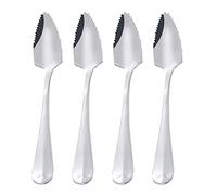 4 Pcs Grapefruit Spoon with Serrated Edge Stainless Steel Fruit Scraping Spoon Stainless Steel Serrated Spoon for Watermelon Citrus Fruits Kiwi Dessert Kitchen Usage