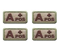 4 PCS Grey Blood Type A+ Tactical Embroidered Patch Hook and Loop Badge Applique Emblem Patches for Backpack,Biker,Uniforms,Clothes,Jacket,Armband,Pouch,Vest,Hat,Jeans,Bag