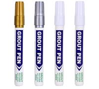 4 Pcs Grout Pen, White, Grey, Gold, White Grout Pen for Tiles, Effortless Application, Waterproof & Mouldproof, Renews Bathroom, Kitchen, Floor & Wall Tiles