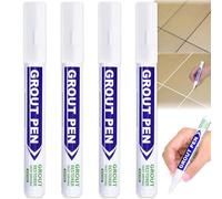 4 Pcs Grout Pen White, Tile Grout Pen Reviver & Microbe-Resistant Grouting Cleaner for Kitchens & Bathrooms, Covers 120M of 2mm Lines, Quick & Easy Application for Floors & Walls