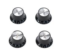 4 Pcs Guitar Knobs Set with 2 Volume & 2 Tone Controls for LP SG Electric Guitars, 6mm Shaft Compatible with Les Paul and Epiphone Models, Aluminum and Acrylic Material, Black/Gold/Brown