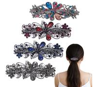 4 PCS Hair Barrettes for Women Ladies Vintage Flower Jewelry Design Hairpin Flower Crystal Rhinestone Hair Clips Pearl Hairpin Accessories Sparkling Snap Headpiece For Women, Girls, Brides Daily Wear