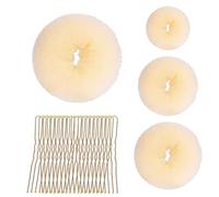 4 Pcs Hair Bun Maker Set,Hair Donuts for Buns Kids,Hair Bun Donut Rings,Doughnuts with 20 Bobby Pins Blonde,Mini Hair Doughnut Shaper Accessories Large-Medium-Small for Ballet Girls Dancer Ballerina