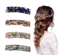 4 Pcs Hair Clips Women,Barrettes French Barrette Large Slides Hairpin Thick Fine Slide Matte Accessories Medium Nonslip Ponytail Wedding Big Classic Clip Colourful Delicate Nice,for Womens Ladies Girl