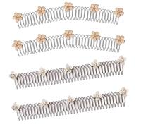 4 Pcs Hair Comb Clips, U Shape Hair Finishing Fixer Comb Invisible Hair Bands Stretchable Hair Styling Tool Flower Hair Pins Accessories for Girls and Women