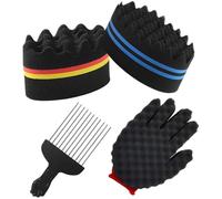 4 Pcs Hair Sponge Set, Afro Sponge, Multi Functional and Durable Hair Sponge for Curls, Curl Brush Set for Hair Salons and Daily Household Use, Versatile Curling Options Tools