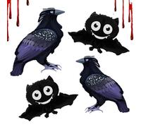 4 Pcs Halloween Black Crows & Bat Balloons/Giant Fake Crows Balloon 40 Inch/Halloween Decor Birds Balloon/Haunted House, Gothic Birthday, Horror Movie Night, Witch Theme Supplies