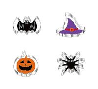 4 Pcs Halloween Cookie Cutters Halloween Biscuit Cutters Set Spider Bat Witch Hat Pumpkin Cookie Cutter Stainless Steel HalloweenShape Cutters DIY HalloweenSandwich Cutters for HalloweenBaking