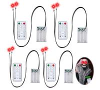 4 PCS Halloween LED Glowing Light Up Eyes for Masks,Skulls,Skeleton,Costume Cosplay Pumpkin,Tombstones,Timer & 8 Modes Halloween Horror Decoration LED Red Eyes for Indoor Outdoor(Battery Not Included)