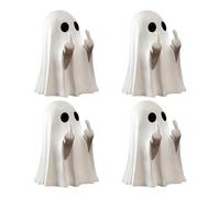 4 Pcs Halloween Middle Finger Ghost Ornament,Plastic Rude Ghost Figurine for Indoor,Funny Table Decorations,Halloween Decorations Home,Eye Catching Gift for Teens Halloween Humor Prop(White)