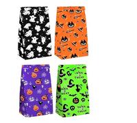 4 Pcs Halloween Paper Gift Bag, Halloween Candy Gift Bags With Sticker, Trick or Treat Candy Bagsye for Kids Halloweens Party Birthday Supplies
