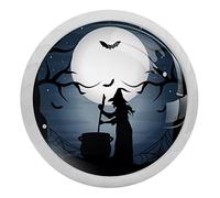 4 Pcs Halloween Witch Dark Crystal Glass Drawer Knob Pull Handle Ergonomic 30mm Glow in The Dark Furniture Cabinet Handle for Kitchen Dresser Cupboard Wardrobe