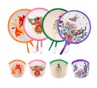 4 Pcs Hand Fan Folding,Chinese Japanese Style Foldable Fan,Round Folding Fan,Summer Handheld Folding Fans Beautiful Patterns For Wedding Party Home Decor Personal Decoration (4Pcs Animal & Flower)