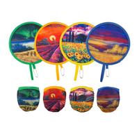 4 Pcs Hand Fan Folding,Chinese Japanese Style Foldable Fan,Summer Handheld Folding Fans Beautiful Patterns For Wedding Party Home Decor Personal Decoration (4Pcs Landscape painting)