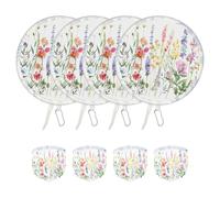 4 Pcs Hand Fan Folding,Chinese Japanese Style Foldable Fan,Summer Handheld Folding Fans Beautiful Patterns For Wedding Party Home Decor Personal Decoration (4Pcs Watercolor Wildflowers)