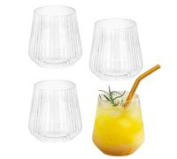 4 pcs Handmade Glassware, 380ml Red & White Wine Glasses, Ribbed Wine Glasses, Camping Glasses, Origami Style Ridged Drinking Glasses Tumbler, Vintage Stemless Cups for Champagne, Catering, Weddings
