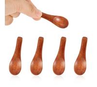 4 Pcs Handmade Tiny Wooden Spoons, 2.36in Small Miniature Spoons for Spices Mini Little Wooden Spoons for Sauces Sugar Salt Dips Spices Honey Mustard Cooking