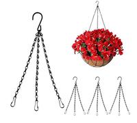 4 Pcs Hanging Basket Chains 14 inches Flower Pot Chain Heavy Duty Hanging Chain with Hooks 3 Point Replacement Chain Hangers for Lanterns Bird Feeders Planters and Other Ornaments