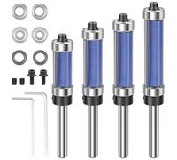4 Pcs Hard Alloy 1/4" Shank Flush Trim Router Bit Versatile Wear Resistant Straight Cut Router Bit for Wood Veneer Laminated Board