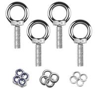 4 PCS Hardware Eye Nut 304 Stainless Steel Hardware Eye Bolt Welded Closed Eye Bolt Screws Lifting Ring with Lock Nut, Spring Washer, Flat Washer for Various Engineering Lifting Equipment(M10)