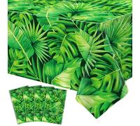 4 Pcs Hawaiian Luau Tablecloths Tropical Palm Leaves Table Cloth Jungle Safari Theme Tablecloth Aloha Palm Leaf Table Covers Beach Tropical Party Decorations Safari Jungle Party Supplies 86 x 51 Inch