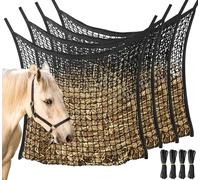 4 PCS Hay Nets for Horses,Slow Feed Haynet with Large Capacity, Haynets for Horses Easy to Hang, Nets for Horse Feeder Full Day Feeding Horse Goat Stall Trailer (Black,80CM x 90CM)