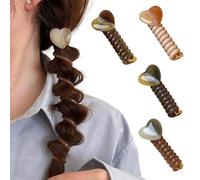 4 Pcs Heart Spiral Hair Ties Elastic Telephone Wire Hair Bands Heart Decor Ponytail Holders for Women Girls Hair Accessories