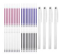 4 PCS Heat Erasable Pens, Fabric Markers Sewing Erasable with 40 Refills Quilting Pen with Clear Shell for Clothes T Shirts Dressmaking Embroidery (White Red Blue Black)