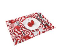 4 PCS Heat Resistant Placemat 45x30 CM, Candy Canes Printed Non-Slip Place Mats for Kitchen Dining Table Indoor Outdoor