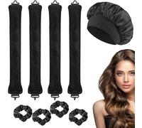 4 Pcs Heatless Curlers,Heatless Curling Rod Heatless Curlers,Overnight Heatless Curls, Heatless Curling Rod Hair Rollers for Long Hair,Soft Satin Sleeping Lazy Curler Set for DIY Hair Styling Tools