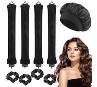 4 Pcs Heatless Curlers, Overnight Heatless Curls, Heatless Curling Rod Hair Rollers for Long Hair, Soft Satin Sleeping Lazy Curler Set for DIY Hair Styling Tools