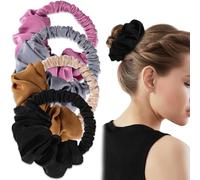 4 PCS Heatless Curling Scrunchies for Overnight Sleeping Soft Elastic Satin Scrunchies Lazy Sleeping Heatless Hair Curler Silk Snag Free Hairband No Heat Ponytail Hairband Hair Curler for Girls Women