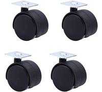 4 Pcs Heavy Duty Black Plate Casters - 50mm Universal Swivel Trolley Wheels for FurnitureNylon Castor Wheels with Accessories for Easy Mobility