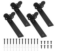 4 Pcs Heavy Duty Floating Shelf Brackets, Black Shelf Brackets Heavy Duty, Wall Brackets for Shelves, Metal Shelf Brackets, Scaffold Board Shelf Support Brackets(Black/Mouse Ears, 200mm/7.8“)