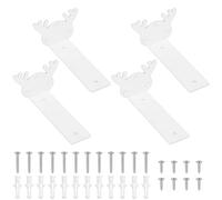 4 Pcs Heavy Duty Floating Shelf Brackets for Shelves L Shaped Support Brackets Wall Mounted, Metal Scaffold Board Shelf L Braces (White, 6 inch Deer Horn Style)