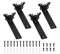 4 Pcs Heavy Duty Floating Shelf Brackets for Shelves L Shaped Support Brackets Wall Mounted, Metal Scaffold Board Shelf L Braces (Black, 8 inch Deer Horn Style)