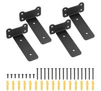 4 Pcs Heavy Duty Floating Shelf Brackets for Shelves L Shaped Support Brackets Wall Mounted, Metal Scaffold Board Shelf L Braces (Black, 5 inch cat Ear Style)