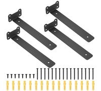4 Pcs Heavy Duty Floating Shelf Brackets for Shelves L Shaped Support Brackets Wall Mounted, Metal Scaffold Board Shelf L Braces (Black, 10 inch cat Ear Style)