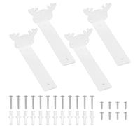 4 Pcs Heavy Duty Floating Shelf Brackets for Shelves L Shaped Support Brackets Wall Mounted, Metal Scaffold Board Shelf L Braces (White, 8 inch Deer Horn Style)