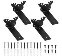 4 Pcs Heavy Duty Floating Shelf Brackets for Shelves L Shaped Support Brackets Wall Mounted, Metal Scaffold Board Shelf L Braces (Black, 5 inch Deer Horn Style)