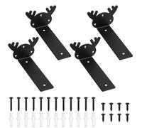 4 Pcs Heavy Duty Floating Shelf Brackets for Shelves L Shaped Support Brackets Wall Mounted, Metal Scaffold Board Shelf L Braces (Black, 6 inch Deer Horn Style)
