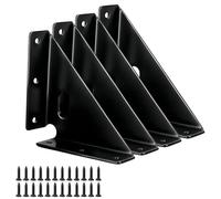 4 Pcs Heavy Duty Gusset Joints, Trapezi Corner Code, Bracket Corner Brace Bracket Fasteners, Furniture Shelf Support Joint Fasteners for Table, Chair Cabinet Bed Stabilization (Black)