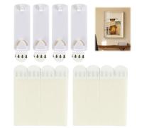 4 pcs Heavy Duty Picture Hangers with 8 Large Removable Adhesive Strips, Command Strips Heavy Duty, for Damage-Free Hanging, Large Universal Frame Hanger Set, No Tools or Nails Required