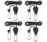 4 Pcs Heavy Duty Ratchet Hangers, 2 Meter 1/8 Inch Adjustable Grow Light Rope Hangers, Pulley Ratchet Ropes Tent Guy Ropes with Hooks, for Grow Plant Fan Light Outdoor Camping