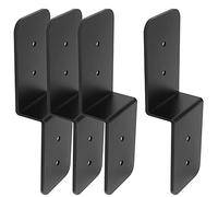 4 PCS Heavy Duty Steel Black Z Brackets 6" Post to Beam Support, Double Angle Channel Profile Corner Brace for Wood Shelves Fixing Lumber Connector Pergola Brackets, Width 3", Thickness 1/8"