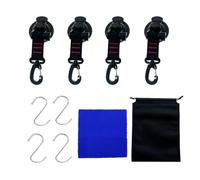 4 Pcs Heavy Duty Suction Cups, 360° Rotating D-ring Camping Sucker Cups Hooks, Awning Suction Cups, Versatile Suction Cup Hooks for Home Outdoor Camping Car Van Truck Boat Tarp Glass Tile (Black*4)